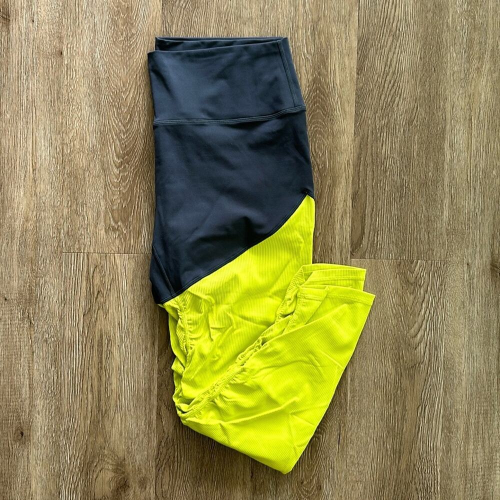Zyia Active Parallel Luxe Hi-Rise Ribbed Leggings Neon Yellow Size 16-18
